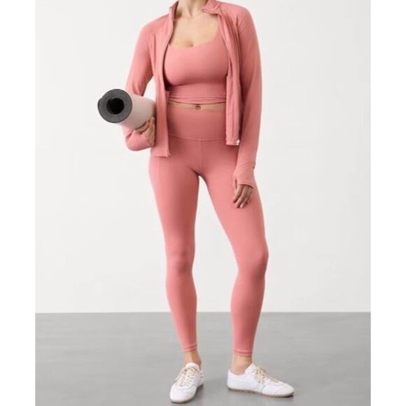 Athleta Interval Stash High Rise 7/8 Legging Women's NWT Size Small Natural Rose - Picture 1 of 3